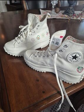 Converse festival smoothie Cream High-Top Platform Sneakers Embroidery